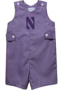 Vive La Fete Northwestern Wildcats Baby Purple Gingham Overalls