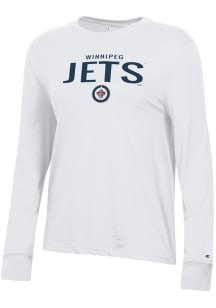 Champion Winnipeg Jets Womens White Mascot Logo Core LS Tee