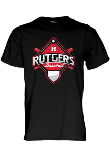Blue 84 Rutgers Scarlet Knights Black Big Ten Baseball Short Sleeve T Shirt