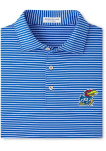Peter Millar Kansas Jayhawks Mens Blue Tiebreaker Short Sleeve Fashion Polo