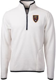 Cutter and Buck Real Salt Lake Mens White Cascade Sherpa Long Sleeve Qtr Zip Pullover
