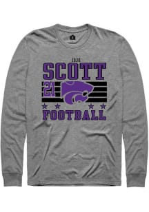 jojo scott K-State Wildcats Grey Football NIL Striped Long Sleeve Player T Shirt