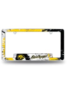 Iowa Hawkeyes Tie Dye All Over Chrome License Plate Frame - White