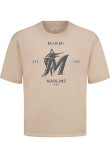 Levelwear Miami Marlins Tan Signature Knit Crossway Short Sleeve Fashion T Shirt