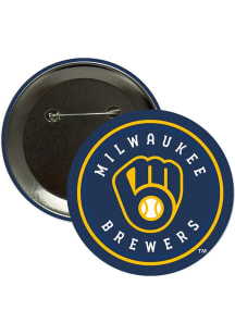 Milwaukee Brewers 3" Primary Logo Button - Navy Blue