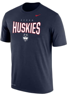 Nike UConn Huskies Navy Blue Arch Mascot Short Sleeve T Shirt