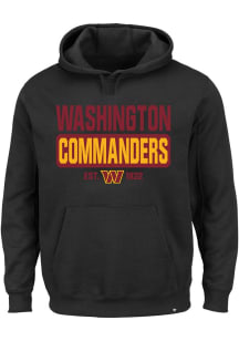 Washington Commanders Mens Black Wordmark Big and Tall Hooded Sweatshirt