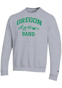 Champion Oregon Ducks Mens Grey Band Icon Powerblend Long Sleeve Crew Sweatshirt