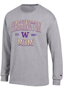 Champion Washington Huskies Grey EST Date Mom Jersey Long Sleeve T Shirt