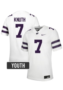 Jacob Knuth K-State Wildcats Youth White Nike NIL Name And Number Football Jersey