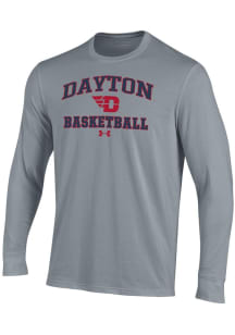 Under Armour Dayton Flyers Grey Basketball Performance Long Sleeve T Shirt