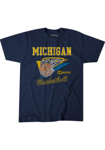 BreakingT Michigan Wolverines Youth Navy Blue Net Short Sleeve Fashion T-Shirt
