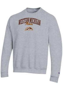 Champion Western Michigan Broncos Mens Grey Mom Script Powerblend Long Sleeve Crew Sweatshirt