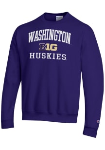Champion Washington Huskies Mens Purple Big Ten Powerblend Long Sleeve Crew Sweatshirt