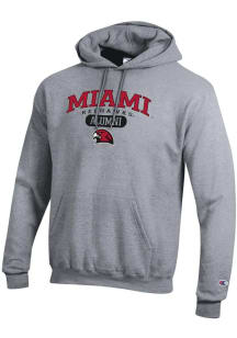 Champion Miami RedHawks Mens Grey Pill Alumni Powerblend Long Sleeve Hoodie