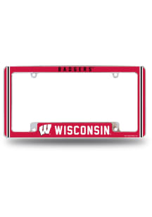 Wisconsin Badgers Classic All Over Chrome License Plate Frame - White