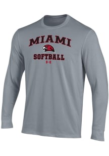 Under Armour Miami RedHawks Grey Softball Performance Long Sleeve T Shirt
