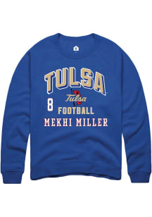 Mekhi Miller Tulsa Golden Hurricane Mens Blue Football NIL Arch Logo Player Crew