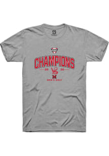 Summit Sportswear Miami RedHawks Grey MAC Men's Golf Champions 2026 Short Sleeve T Shirt