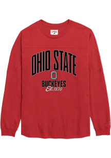 Ohio State Buckeyes Womens Red Throwback LS Tee