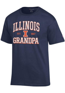 Champion Illinois Fighting Illini Navy Blue Est. Date Grandpa Jersey Short Sleeve T Shirt
