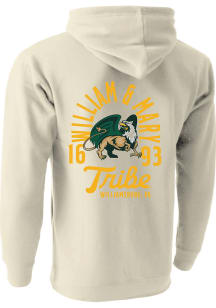 William & Mary Tribe Mens Ivory Mascot Overlay Long Sleeve Hoodie