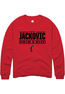 Katie Jackovic Cincinnati Bearcats Mens Red NIL Stacked Box Player Crew