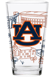 Auburn Tigers 16oz Campus Line Art Pint Glass - White