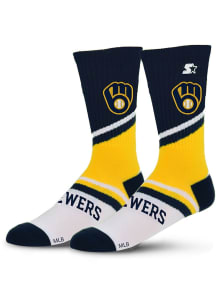 Milwaukee Brewers Team Color Two Stripe Mens Crew Socks