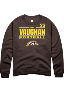 Zach Vaughan Western Michigan Broncos Mens Brown Football NIL Stacked Box Player Crew