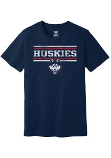 Summit Sportswear UConn Huskies Navy Blue Bars Short Sleeve T Shirt