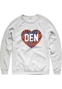 Charlie Hustle Denver Mens Ash Denver Wild Stripes Long Sleeve Crew Sweatshirt