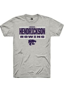 Grace Hendrickson K-State Wildcats Ash NIL Stacked Box Short Sleeve Player T Shirt