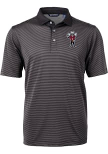 Cutter and Buck Texas Tech Red Raiders Mens Black Virtue Micro Stripe Short Sleeve Polo