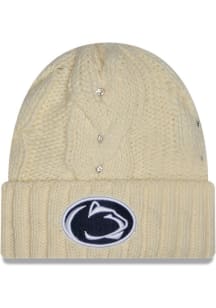 New Era Penn State Nittany Lions White DL Rhinestone Cable Cuff Womens Knit Hat