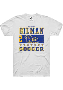 Jackson Gilman Pitt Panthers White NIL Striped Short Sleeve Player T Shirt