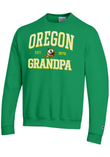 Champion Oregon Ducks Mens Green Est. Date Grandpa Powerblend Long Sleeve Crew Sweatshirt