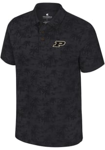 Colosseum Purdue Boilermakers Mens Black Fremen Palm Short Sleeve Polo