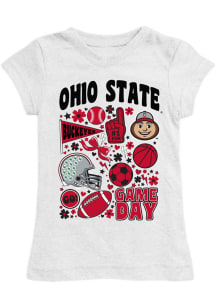 Vive La Fete Ohio State Buckeyes Girls White Lexie Short Sleeve Tee