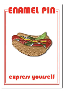 Chicago Souvenir Hot Dog Enamel Pin - Brown