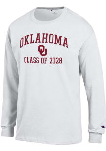 Champion Oklahoma Sooners White Font Class of 2028 Jersey Long Sleeve T Shirt