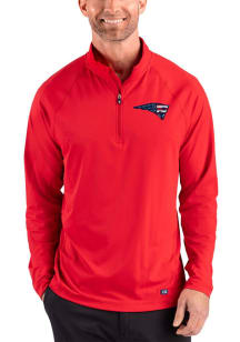 Cutter and Buck New England Patriots Mens Red Americana Prospect Epic Confidence Long Sleeve Qtr Z..