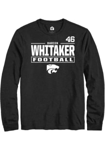 Darien Whitaker K-State Wildcats Black Football NIL Stacked Box Long Sleeve Player T Shirt