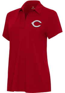 Antigua Cincinnati Reds Womens Red Era Short Sleeve Polo Shirt
