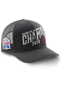 Nike Indiana Hoosiers 2026 Peach Bowl Champs Rise Trucker Adjustable Hat - Black