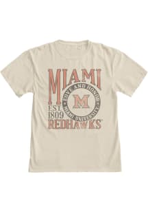 Blue 84 Miami RedHawks Oatmeal Overdyed First Dibs Short Sleeve T Shirt