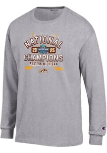 Champion Western Michigan Broncos Grey 2025 National Champions Jersey Long Sleeve T Shirt