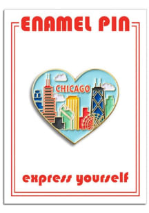 Chicago Souvenir Skyline Heart Pin - White