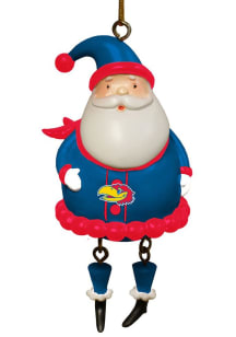 Kansas Jayhawks Dangle Legs Santa Ornament - Blue