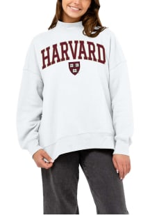 League Harvard Crimson Womens White Diana Crew Sweatshirt